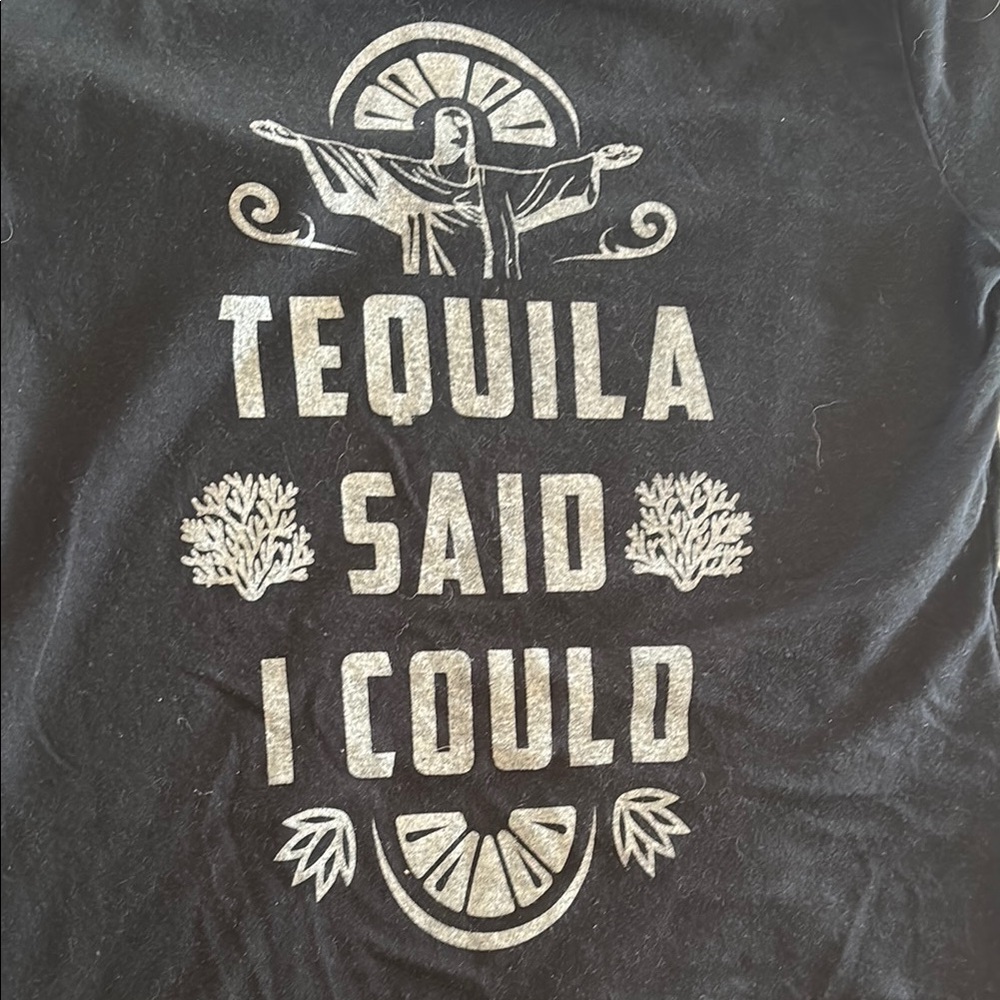 Black Tee with Tequila Graphic